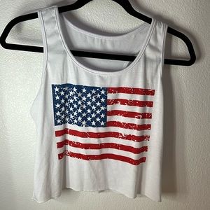 Loose white tank top with the American flag